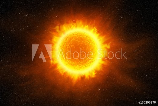 Picture of Sun flaming in the starry night sky